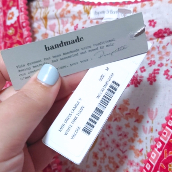 Poupette St. Barth Camila Mini Dress White Pink Tulipe Women's Size Medium M - Picture 10 of 14